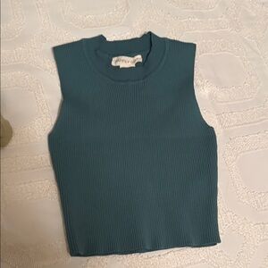 Stylish Teal Ribbed Tank Top